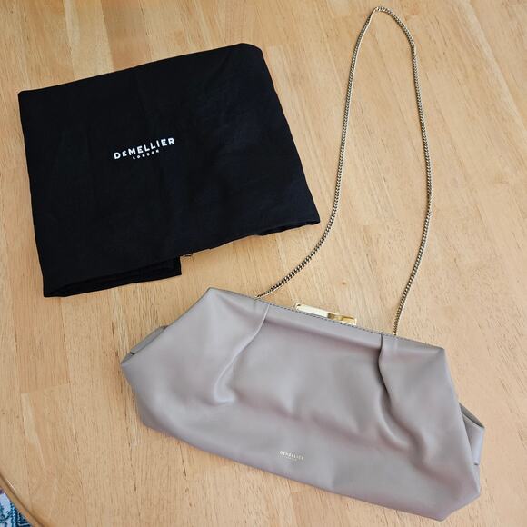 Demellier London Taupe Convertible Clutch Leather  EUC - Picture 1 of 15